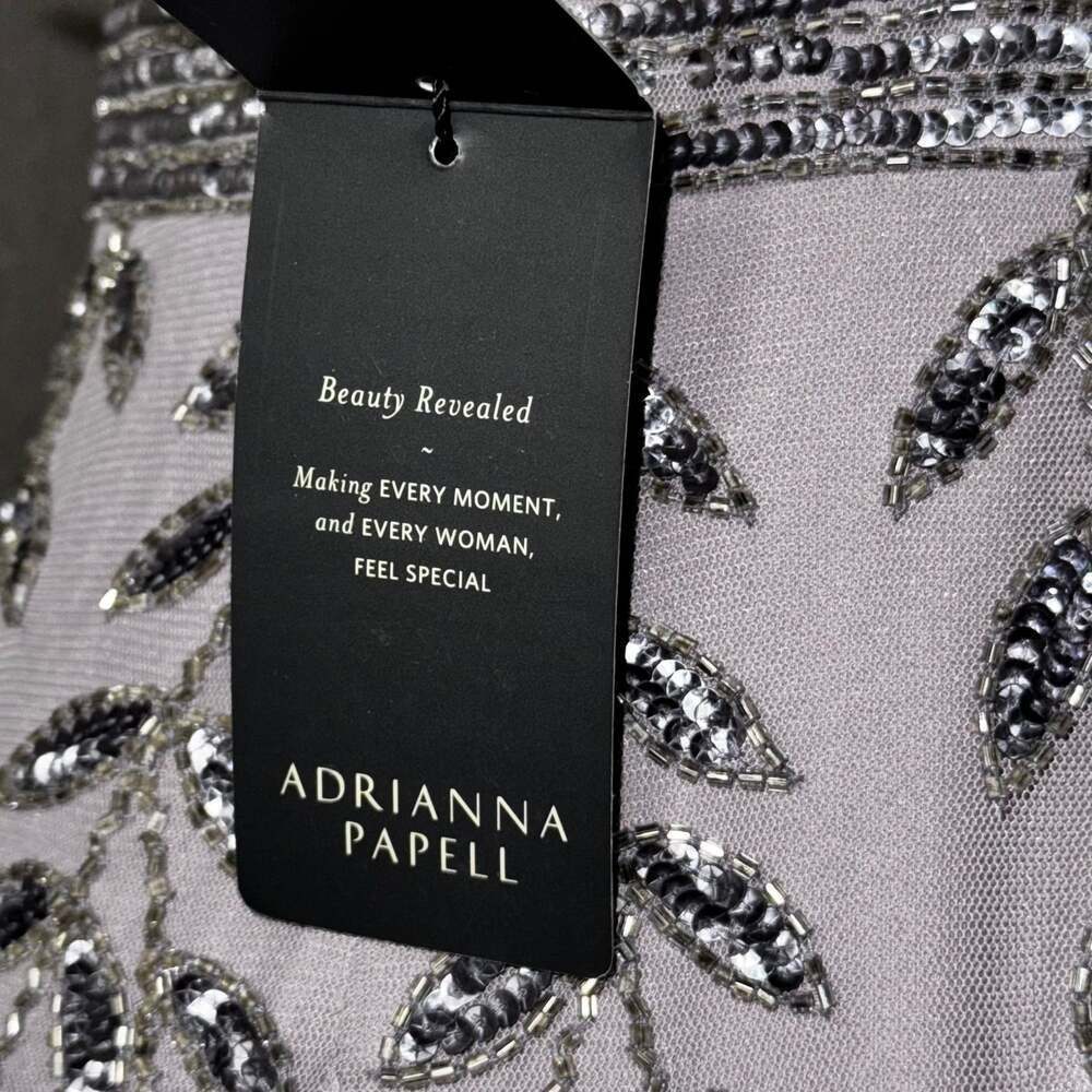 Adrianna Papell Women's Blue Gray Embellished Column Formal Dress - Picture 4 of 4
